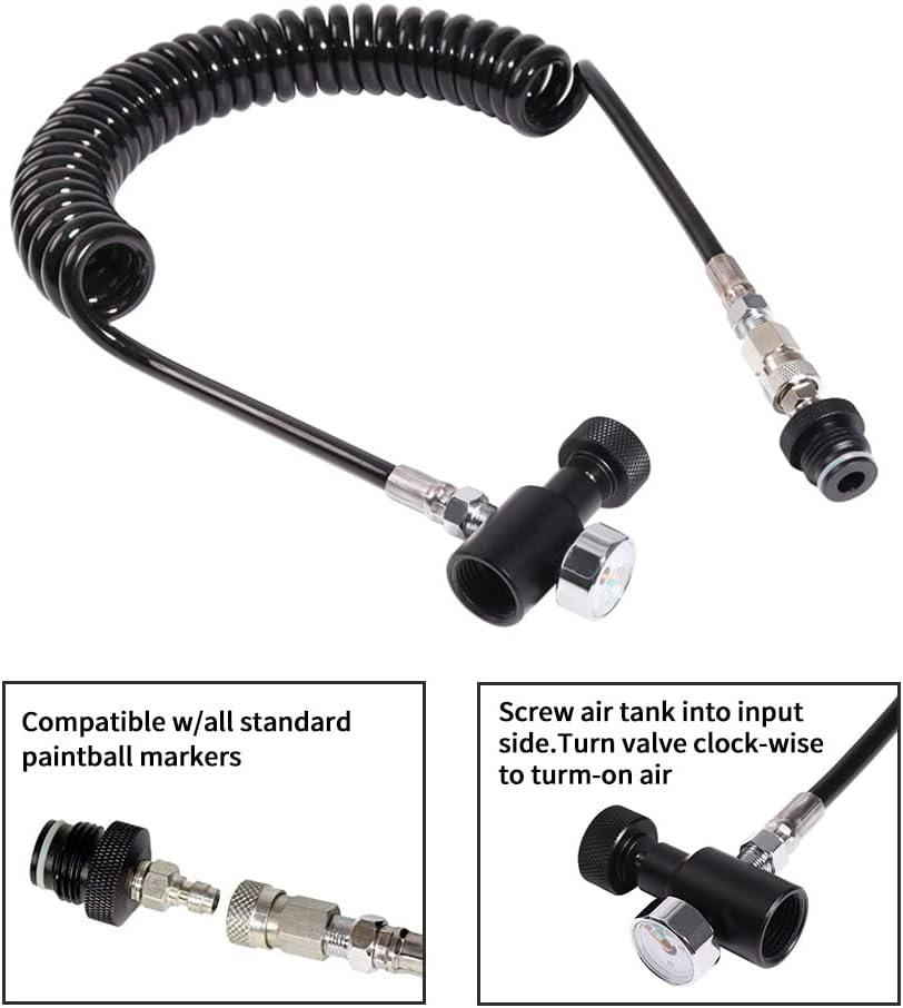 Chatthen Paintball Remote line Coil kit with 3000 PSI Gauge, Heavy Duty  High Pressure Air Hose with Slide Check Remote,Use for Compressed Air
