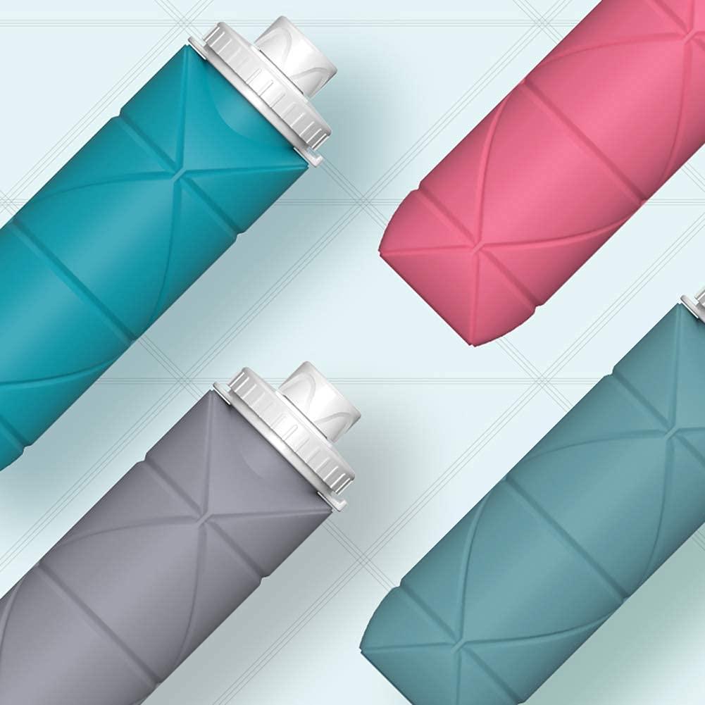 SPECIAL MADE Collapsible Water Bottles Leakproof Valve Reusable BPA Free  Silicone Foldable Water Bottle for Sport Gym Camping Hiking Travel Sports  Lightweight Durable 20oz 600ml Grey