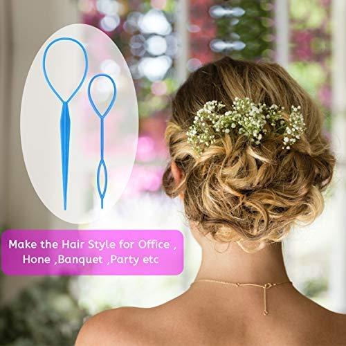 4 Pairs Hair Tail Tools, Hair Braid Accessories, Ponytail Maker for women  Girs, French Braid Tool Loop for Hair Styling (4 Colors Set)
