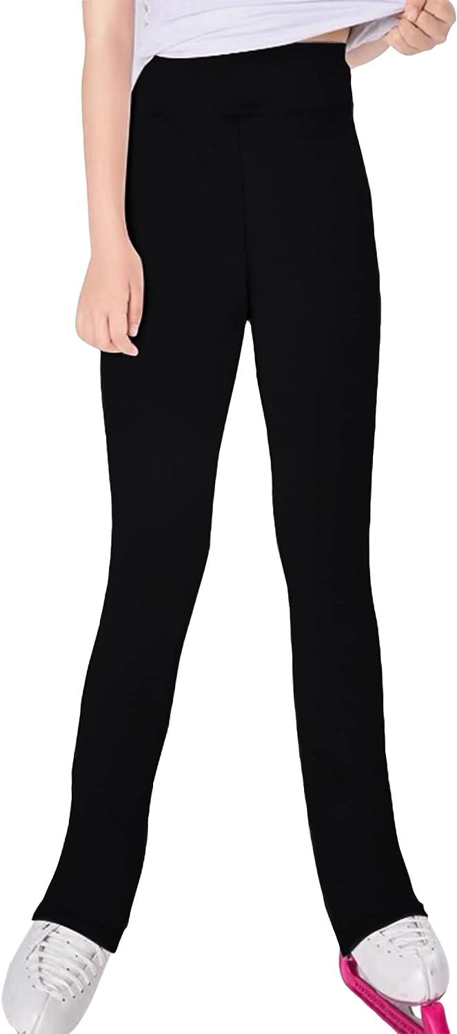 Gnainach Girls Running Pants High Waisted Soft Comfy Elastic Compression Yoga  Leggings for Toddler Kids Teens Dance Workout Black 8-9 Years