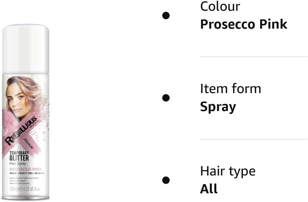 Glitter Hair Colour Spray Prosecco Pink 125ml Loose