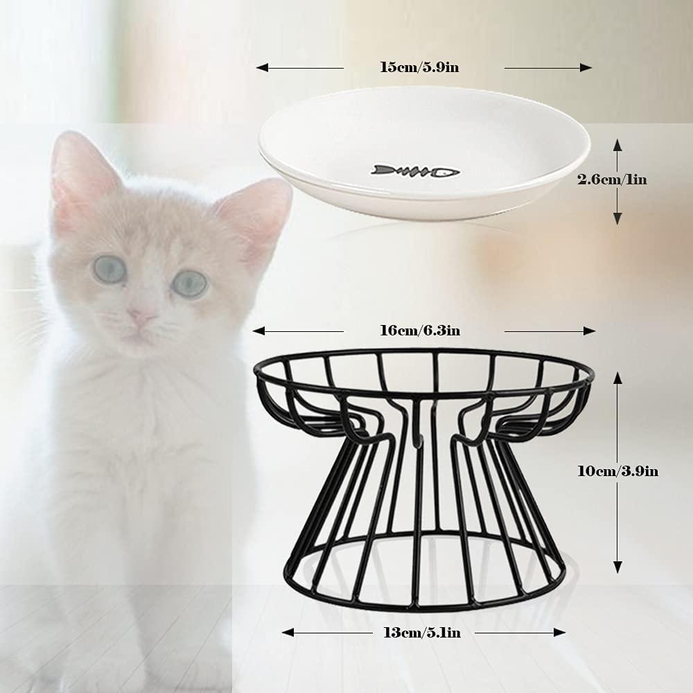 Wellbro Cat Bowls, Elevated Cat Bowl, Raised Ceramic Cat Dish with Metal  Stand, Pet Water or Food Feeding Station for Indoor Cats, Kitten, Puppies  and Small Dogs, Dishwasher Safe Raised Cat Bowl