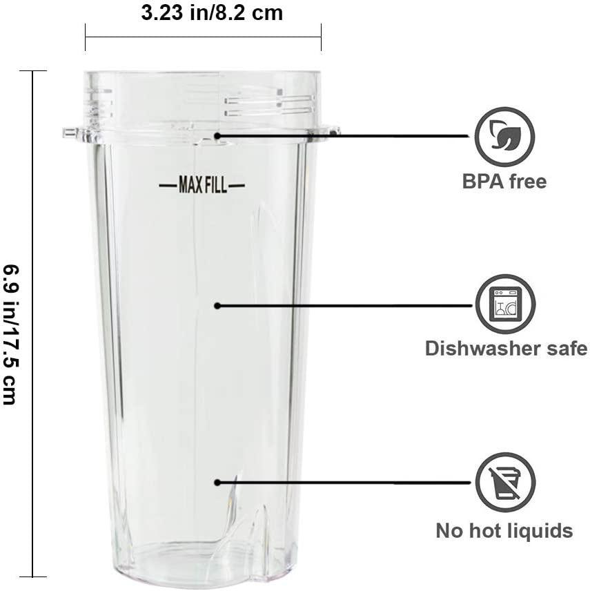 Blender Cups for Ninja Blender, 16OZ Cup with Sip Lids Compatible with  Nutri Ninja Auto IQ Series Blenders
