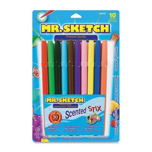 Mr. Sketch® Scented Stix, Bullet tip, Assorted Colors, 10 Per Pack