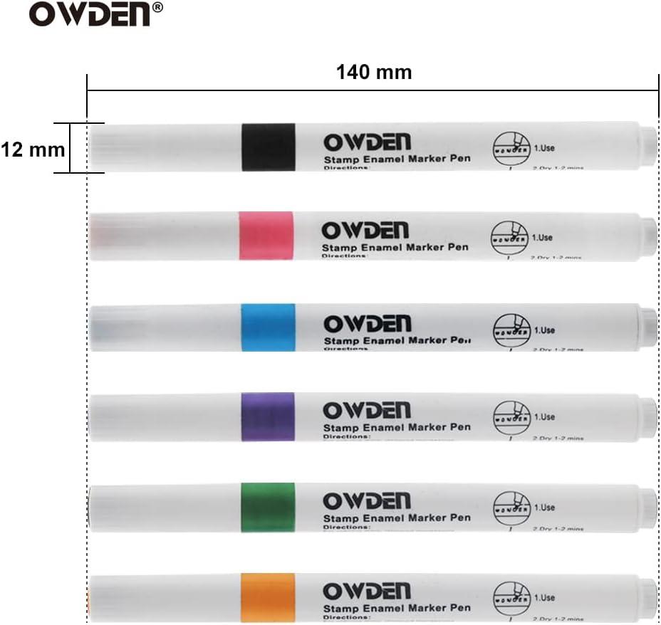 OWDEN 6-Pieces Metal Stamp Enamel Marker for Metal Stamping and Engraving  Diy Jewelry Steel Stamps Acrylic Ink 6 Colors. (6 Colors) 6 Colors (Black  Pink Green Peacock Blue Purple Golden)