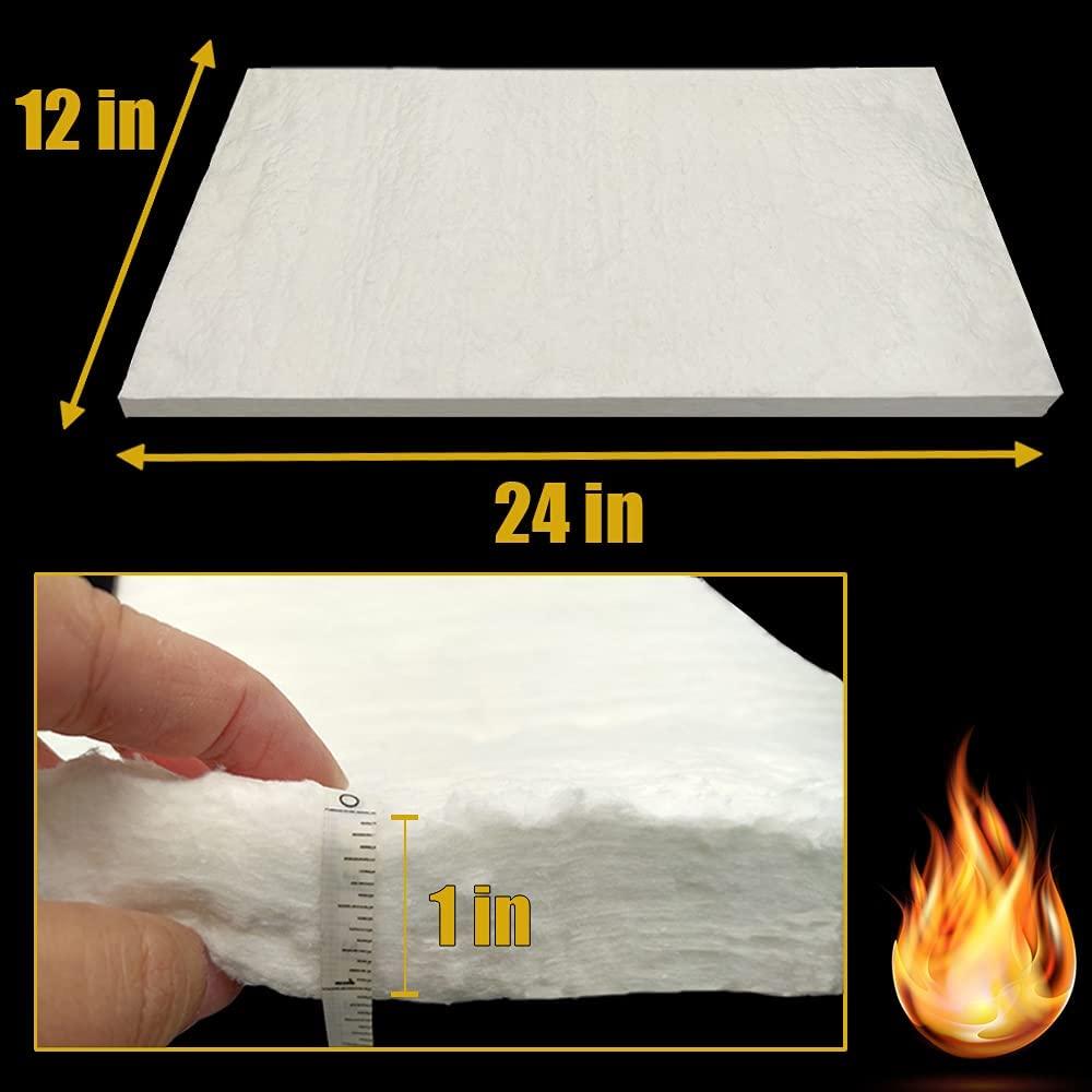 24 x12 x1 (Thick)Ceramic Fiber Blanket Fireproof Insulation Baffle Rated  to 2400F, High-Temperature Resistance for Stoves, Kilns, Forges  24*12*1/1 piece