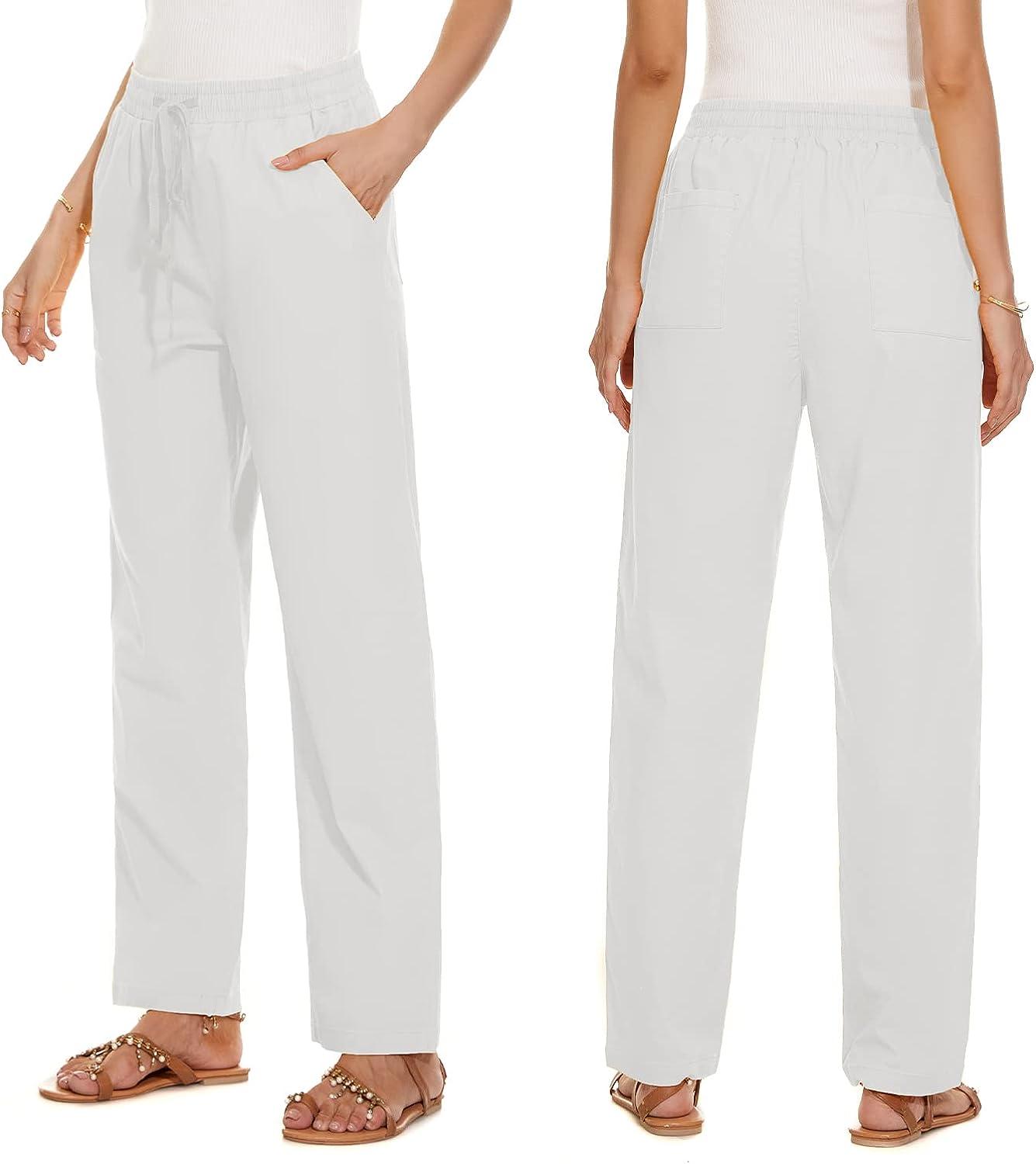 Buy White Solid Women Trouser Cotton Flax Fabric for Best Price, Reviews,  Free Shipping