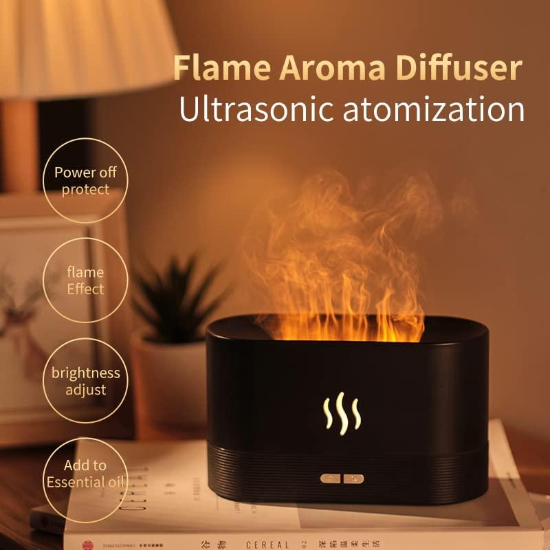 SDJMa Flame Air Aroma Diffuser Humidifier, 7 Colorful Flame Defusers- Auto  Off Essential Oil Diffuser- Aroma Humidifier for Bedroom, Home, Office,Yoga  