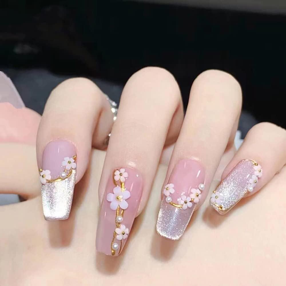 12 Colors Flower Nail Charms for Acrylic Nails 3D Flower Nail