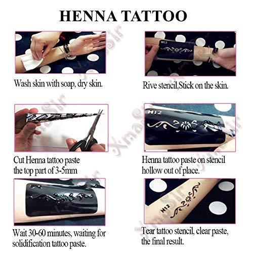 Xmasir Henna Tattoo Stencil Kit/Temporary Tattoo Template Set of 20 Sheets, Indian Arabian Tattoo Stickers Mehndi Stencils Body Art des