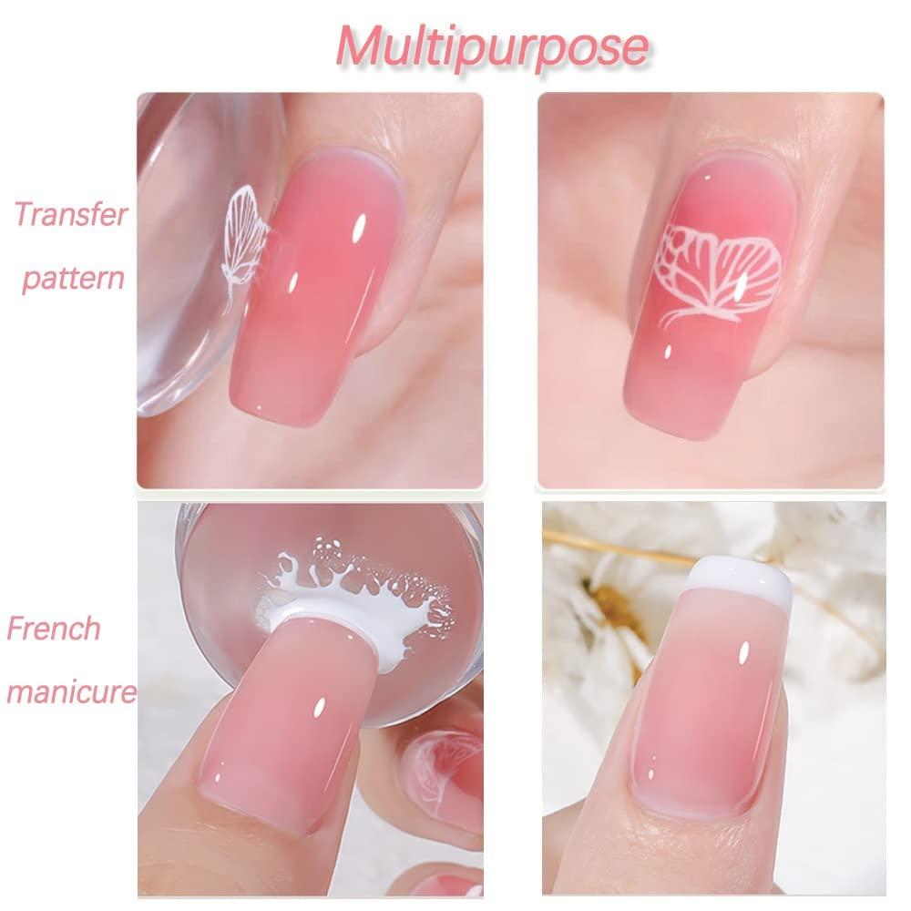 Jelly Nail Art Stamper with Silicone Heads & 1 Scraper Manicure Nail Art  Tool