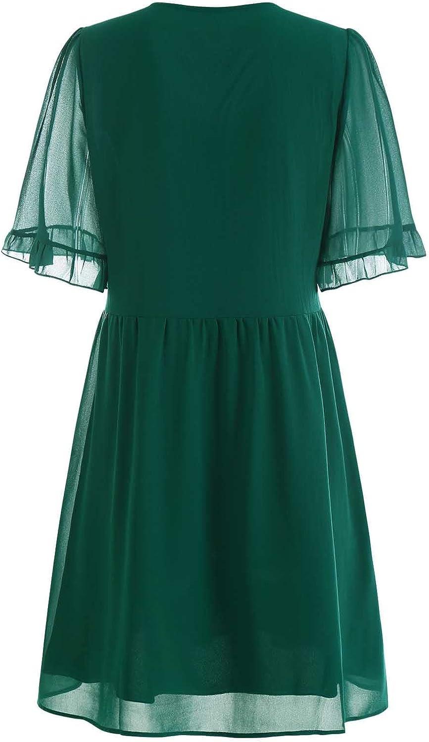 Generic Womens Dresses Sale Clearance Summer Casual Solid Colour Short  Sleeve Lapel Button High Waist Lace-Up Pleated A-Line Flowy Dress UK Ladies  Elegant Cocktail Evening Gowns Mint Green - ShopStyle