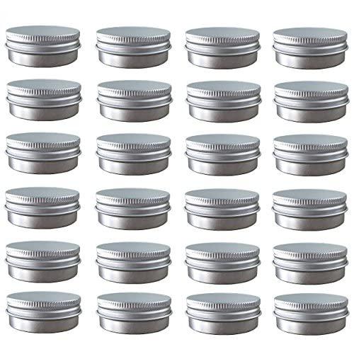 Foraineam 24 Pack 8 oz / 240ml Round Aluminum Tin Cans with Screw Top Lids  - Large Metal Empty Tea Storage Case Jars - Spice Salve Hair Wax Cosmetic