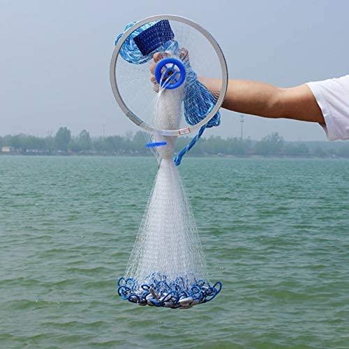  ReeMoo Cast Net, 3/8 Inch Mesh Size Throw Cast Net 6Ft Radius  with Real Metal Sinker, Saltwater Freshwater Casting Net for Bait Trap Fish,  Premium Monofilament Nylon Net : Sports