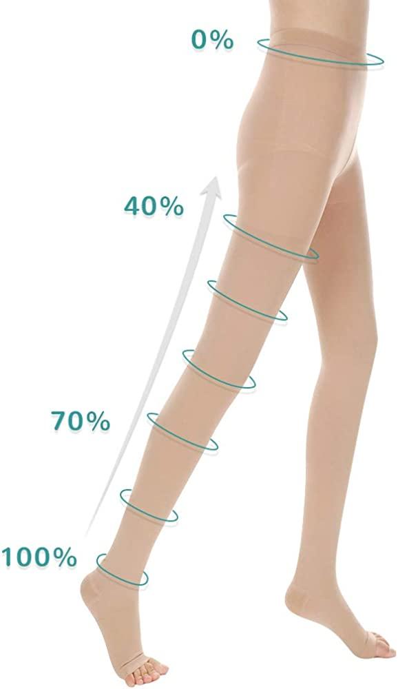 SKYFOXE Medical Compression Pantyhose Stockings for Women Men - Plus Size  Opaque Support 20-30mmHg Firm Graduated
