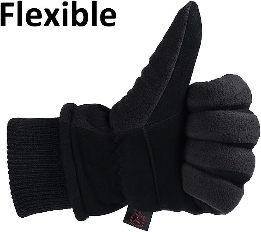 Men's Motorcycle Gloves Cold Weather Protective Motorbike Glove Genuine  Leather Elastic Knitted Cuffs Black/Red Medium 