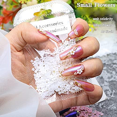 3 Pack 3D Nail Art Decorations, Different Size Nail Pearls White
