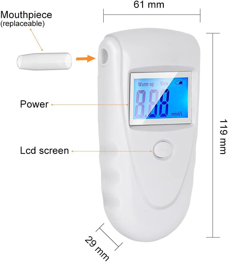Ketone Breath Meter,Professional Digital Ketone Breath Analyzer Testing  Ketosis with 10 Mouthpieces(Black)