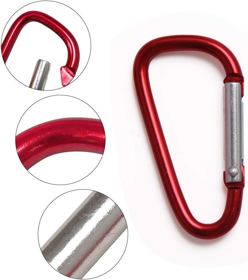 UPINS 100pcs Black Aluminum Locking Carabiner Spring Clips Hook Keychain D Shape Buckle Pack