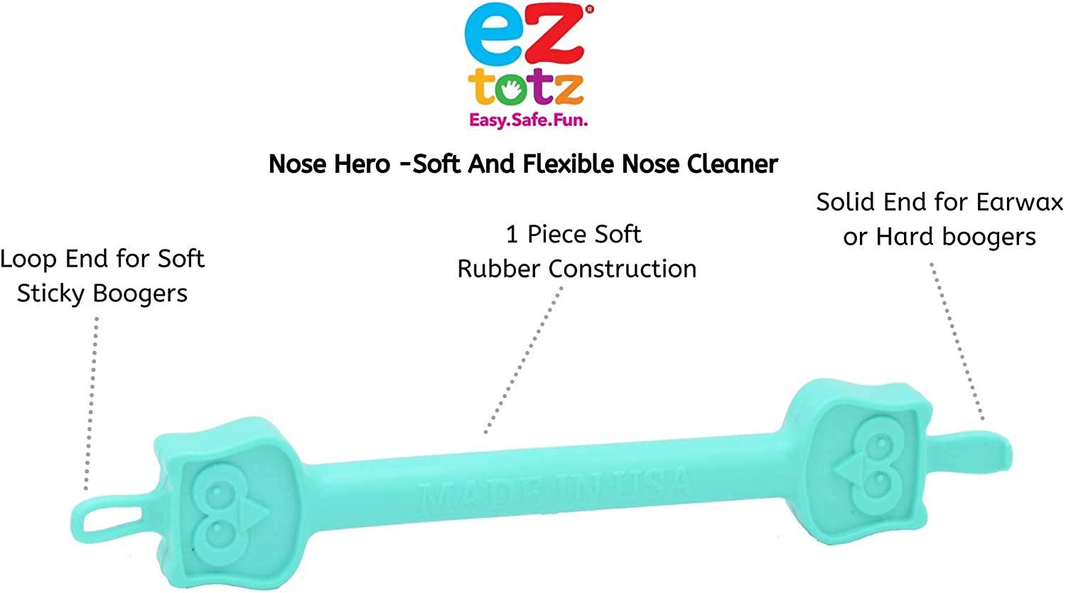 Eztotz Nose Hero - Baby Nose and Ear Cleaner Tool - Made in USA 100% Soft  Flexible Rubber Infant Booger Picker - Essential Baby Care Products - Nasal