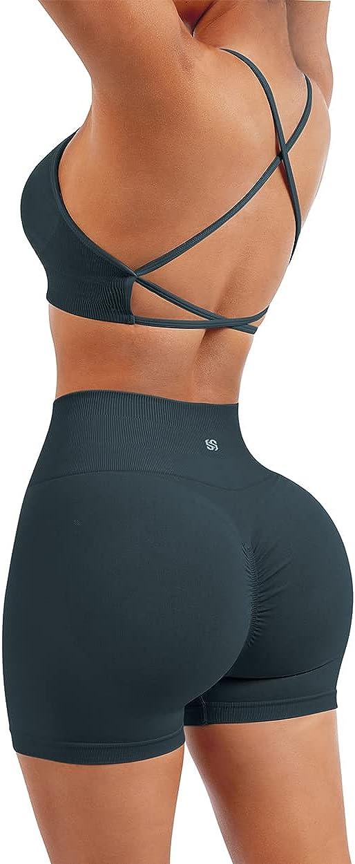 SUUKSESS Women One Shoulder Seamless Ribbed Sports Bra Adjustable Padded  Workout Crop Tops (Brown, S) at  Women's Clothing store