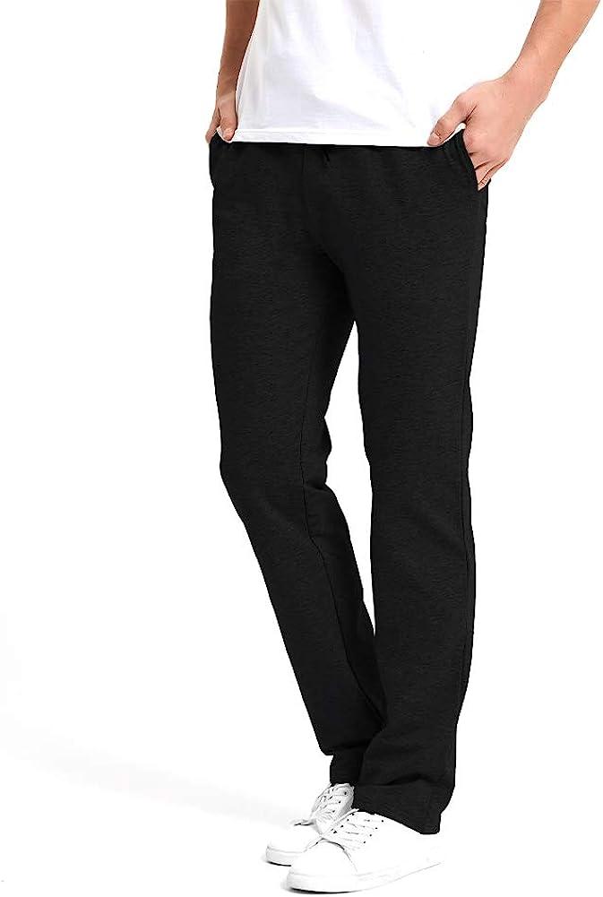 Idtswch 34/36/38/40 Long Inseam Men's Tall Yoga Sweatpants Open Bottom  Joggers Casual Loose Fit Athletic Pants with Pockets Tall(34inseam) X-Large  Black