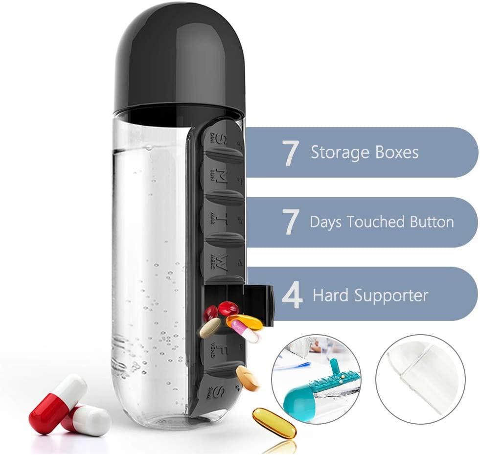 Water Bottle With Weekly Pillbox Small Combine Daily Pill Case Organizer  With Water Bottle Drug,medicine Pill's Box