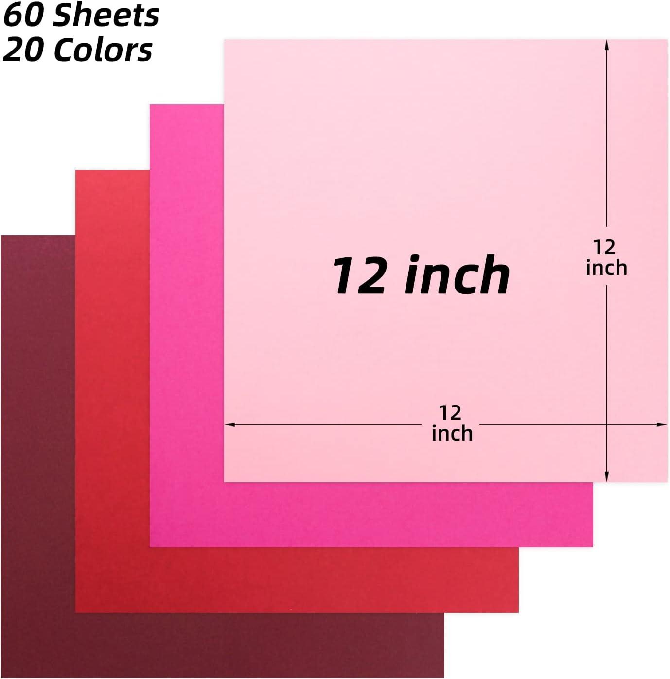 Livholic 60 Sheets Colored Cardstock 12x12 Assorted Color Cardstock 20  Colors Colorful Paper for Card Making Paper Crafting For Cricut Card Making