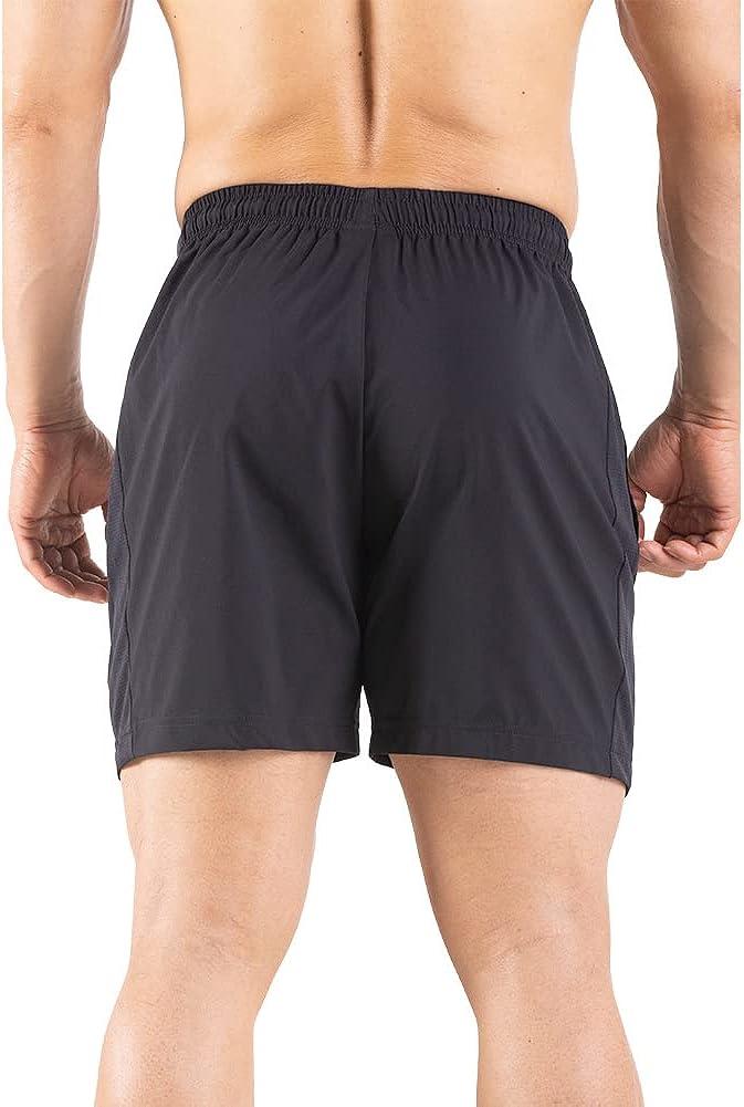 Gaglg Men's 5 Running Shorts 2 Pack Quick Dry Athletic Workout Gym Shorts  with Zipper Pockets Black/Black,Small at  Men's Clothing store