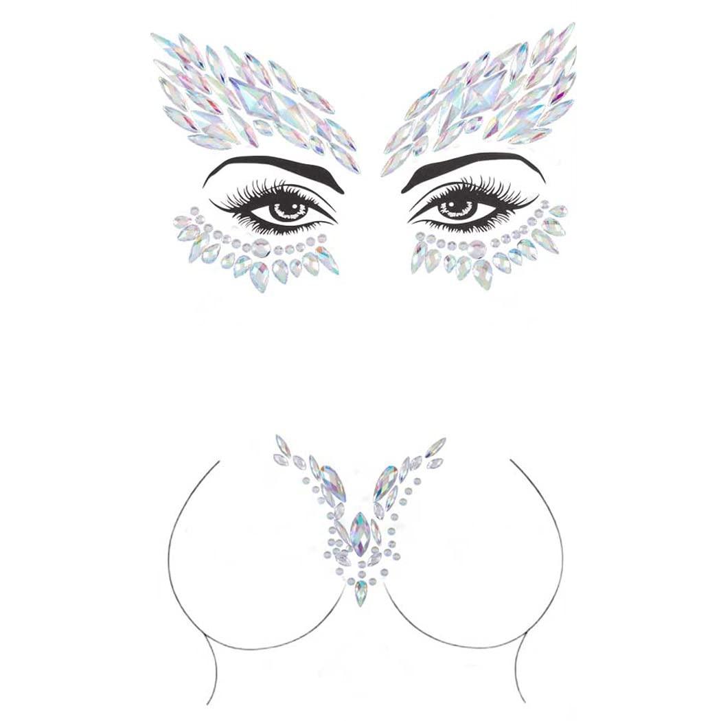 Aularso Rhinestone Face Gems Mermaid Chest Gems Crystal Body Gems Rave  Patry Festival Stickers for Face Temporary Body Eyes Jewel for Women and  Girls