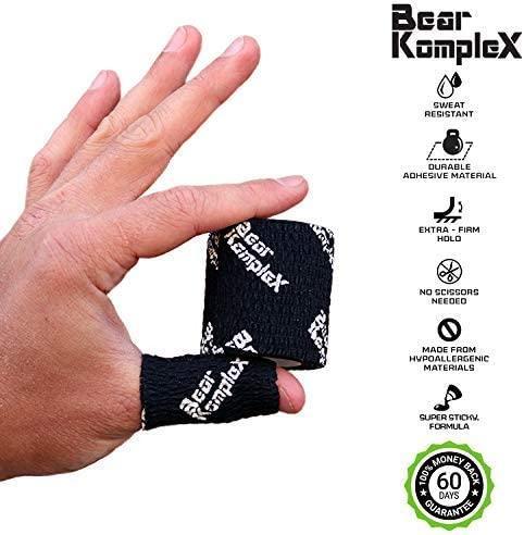 BEAR GRIP Weightlifting Hook Grip Tape, Crossfit Thumb Tape, Premium  Adhesive Stretch Athletic Tape, Easy Tear, (Black Style 2, 3 Rolls)