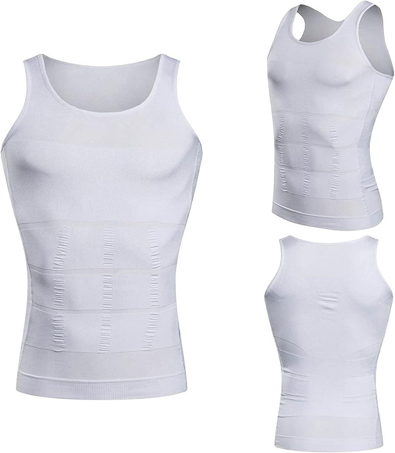 Mistirik Compression Shirts for Men - Mens Slimming Body Shaper Vest -  Tight Tank Top for Men - Compression Shirt Tank Top White X-Large
