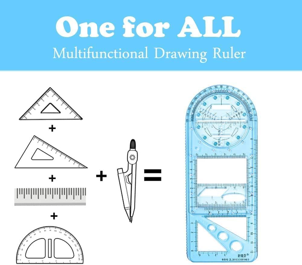 3 Piece Set Multifunctional Geometry Ruler Geometry Drawing