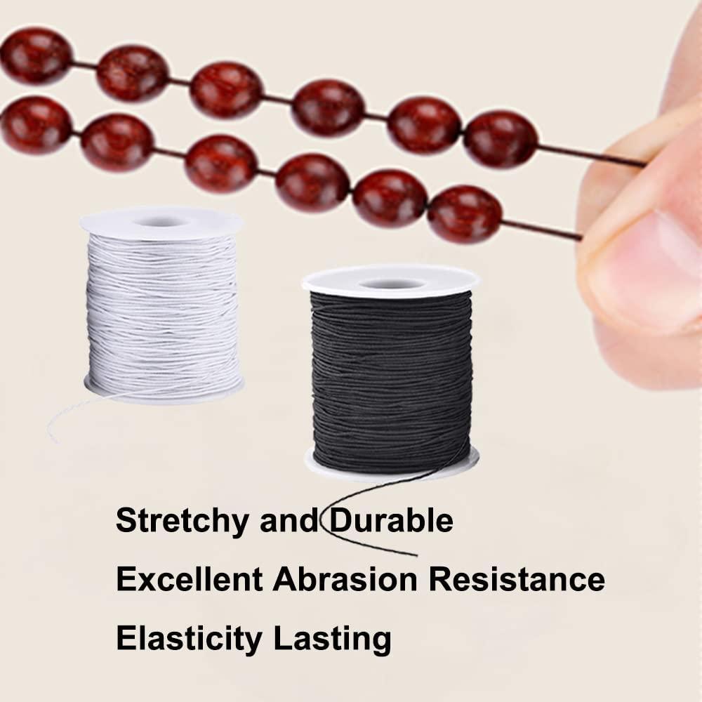  Stretchy Bracelet String, 2 Rolls 1mm Sturdy Elastic String for  Bracelets, Elastic Cord for Jewelry Making, Beading, Necklaces and Crafts  (Rainbow and White)