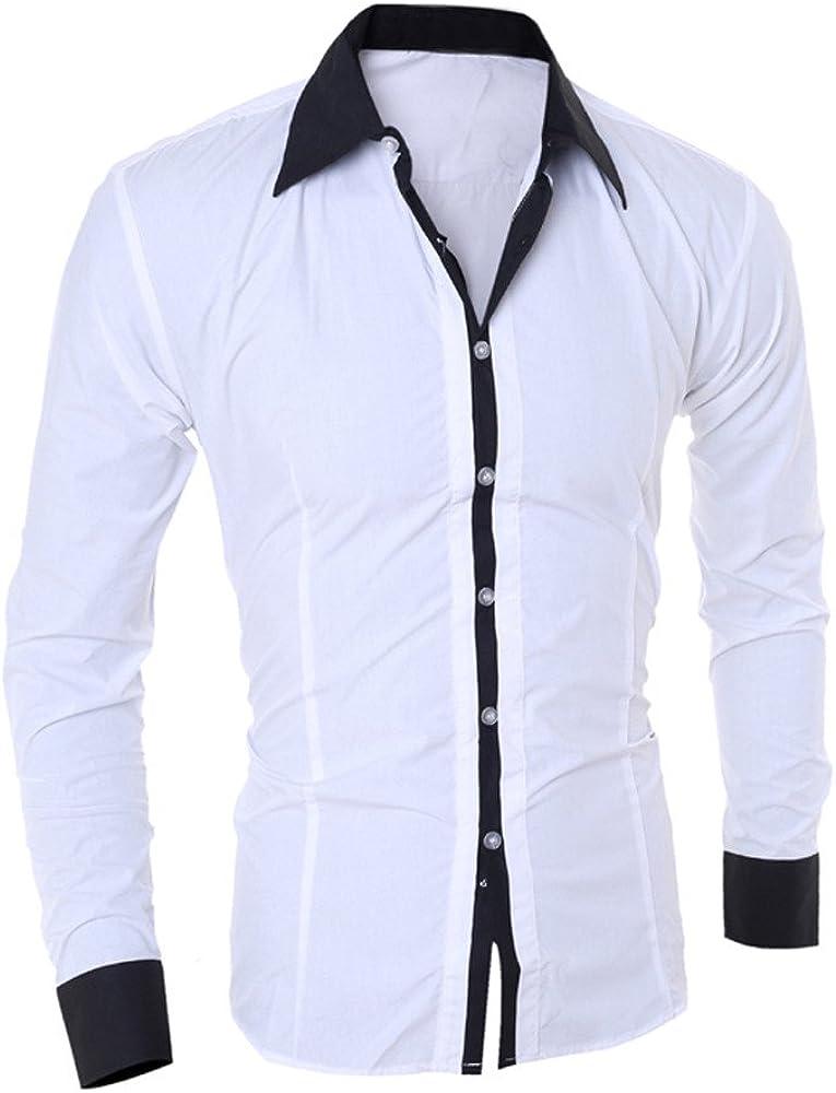 Dress Shirts for Men Slim Fit, Classic Long Sleeve Solid Button Down  Business Dress Shirt Wedding Party Top at  Men’s Clothing store