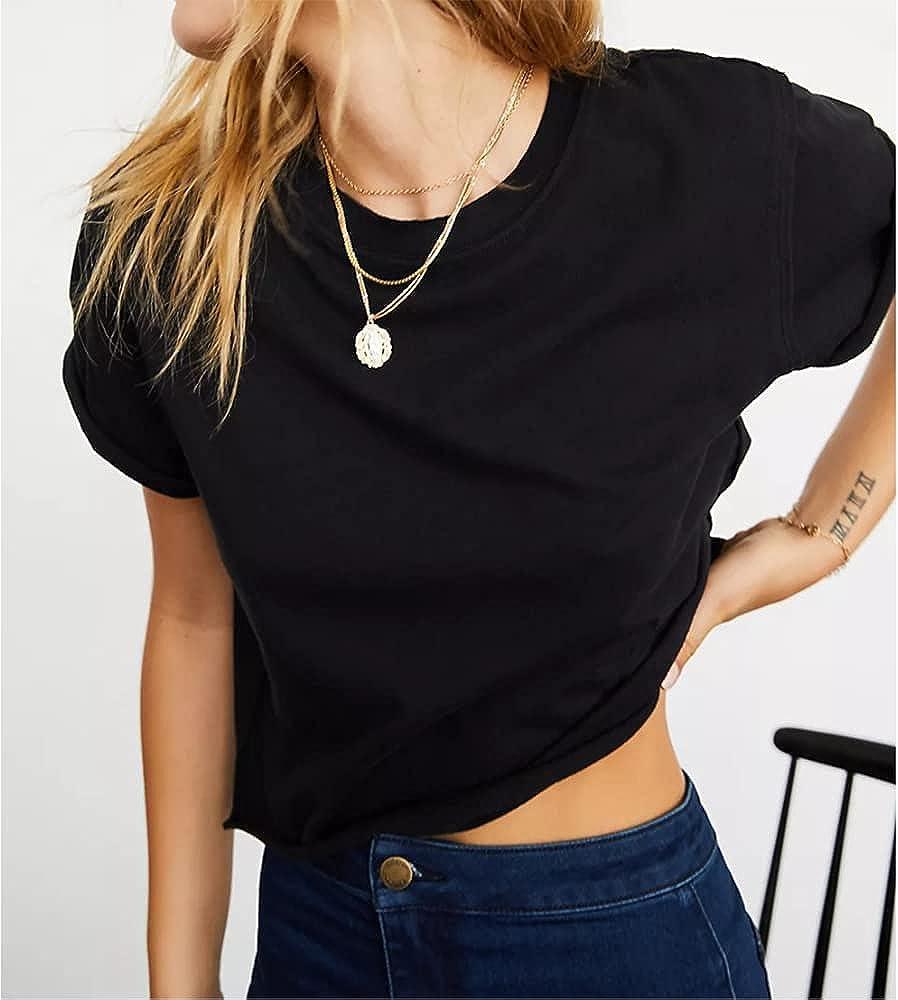 Womens Tops Short Sleeve Western Round Neck Long Sleeve Crop Top Basics T  Shirt Women : : Clothing, Shoes & Accessories