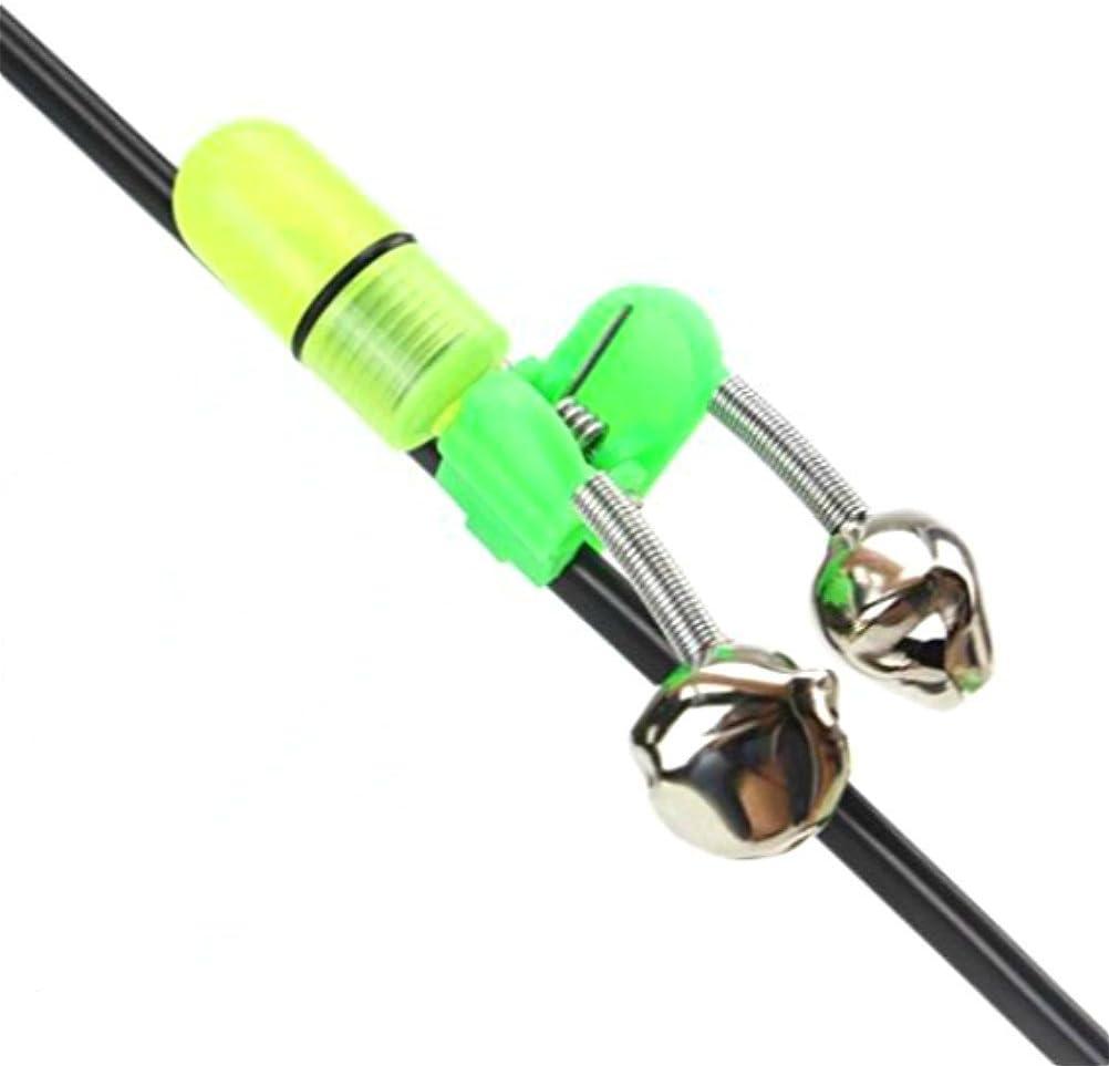 YYGIFT Set of 20 LED Twin Bells Fishing Tackle Night Sea Fishing Rod LED  Light Clip with Twin Bells Ring Fishing Bite Alarm Indicator On Fishing Rod