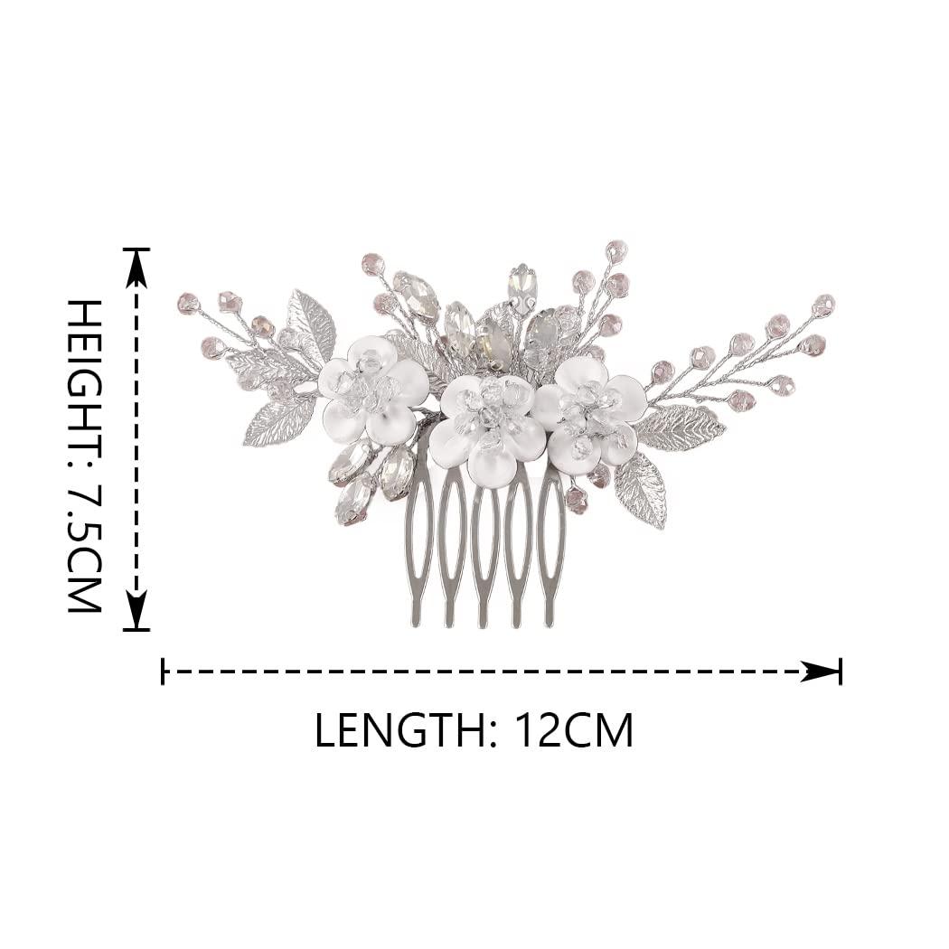 Catery Flower Bride Wedding Hair Comb Silver Bridal Hair Pieces ...