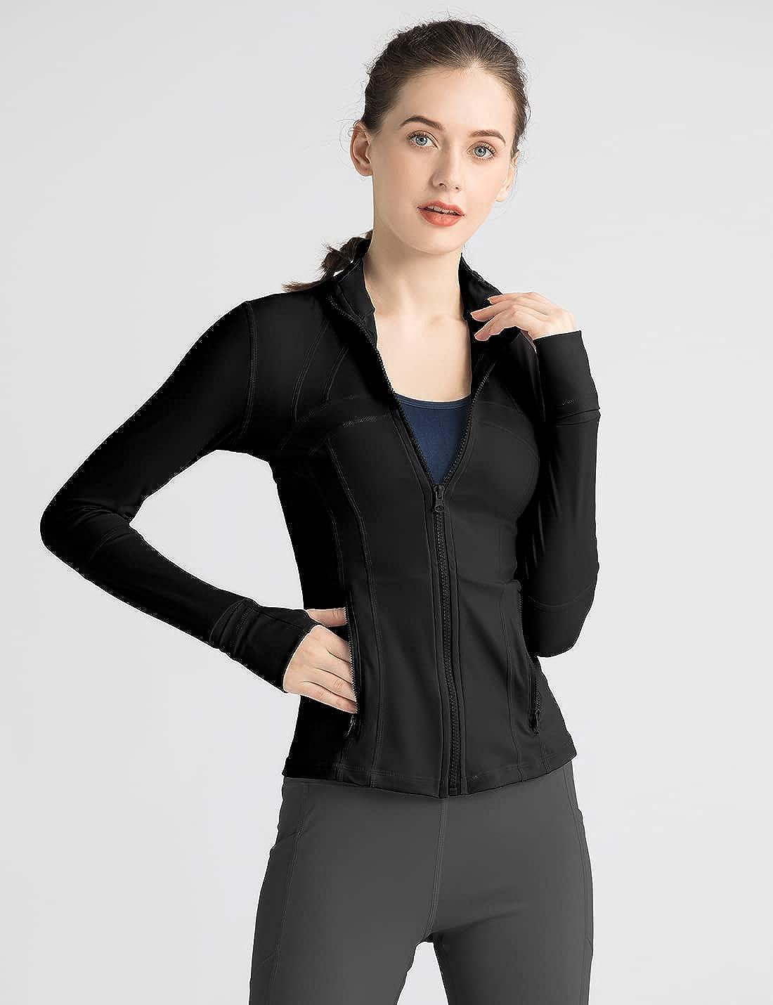 Pchee Bum Workout Lightweight Jacket for Women - Zip Up Top Yoga Jacket,  Athletic Jacket, Full Zip Running Jacket, Sports Jacket, Slim Fit Black  Jacket with Thumb holes for Women (Small) at