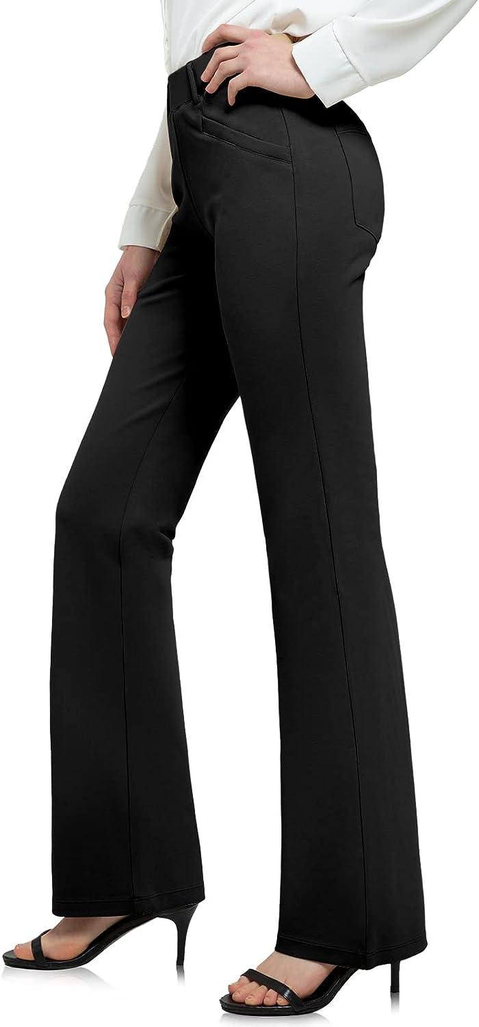  BALEAF Womens Petite Yoga Dress Pants Black Bootcut Stretchy Work  Slacks Business Casual Trousers