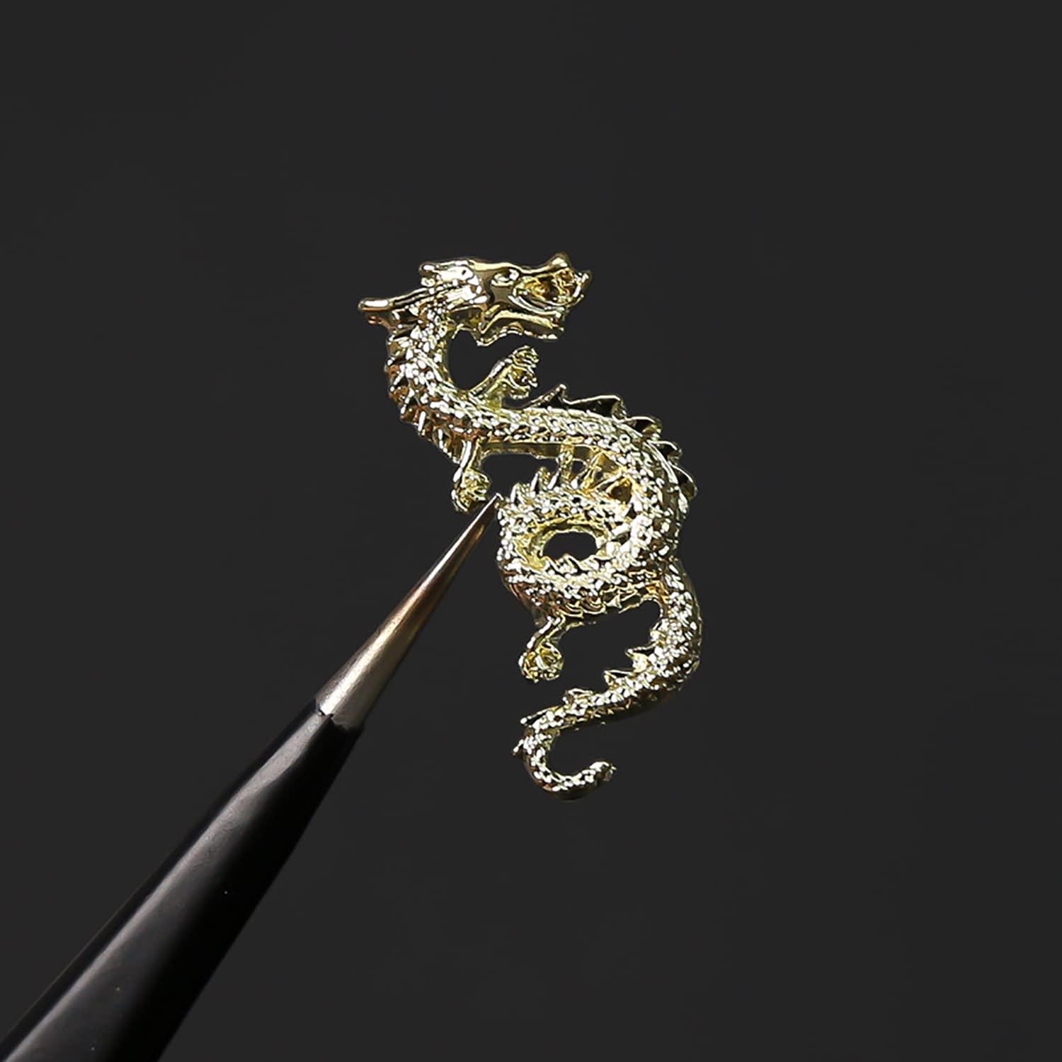 WOKOTO 20pcs Gold and Silver Chinese Dragon Nail Charms for Long Nails  Dragon Jewelrys 3D Nail Jewelry for Acrylic Nails Art 3D Dragon Charms  Silver Nail Studs Charms for Nails Designs Charms