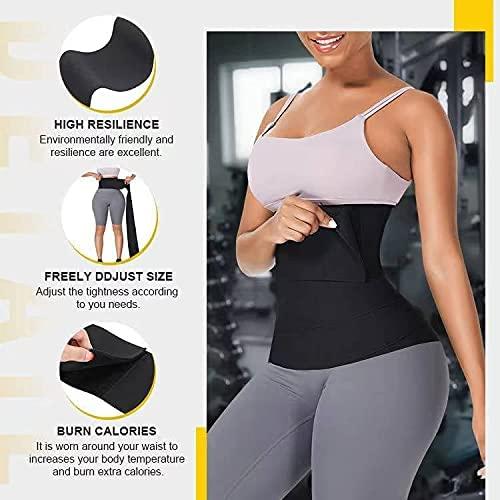 Sweat Band Waist Trainer for Women Lower Belly Fat, Stomach Wraps for  Weight Loss Plus Size Tummy Belt 4 Meters, Waist Tamer Black 