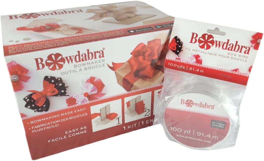 Bowdabra Bow Maker Kit, Large Bundle with 100yd Silver Bow Wire for  Creating Ribbon Gift Bows, Swags, Decorations, Hair Bows, Party Favors,  Corsages
