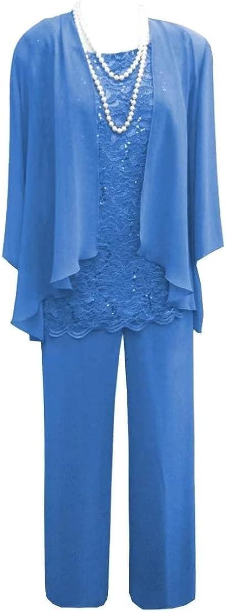 3 Pieces Mother of The Bride Dresses Pant Suits with Jackets Lace