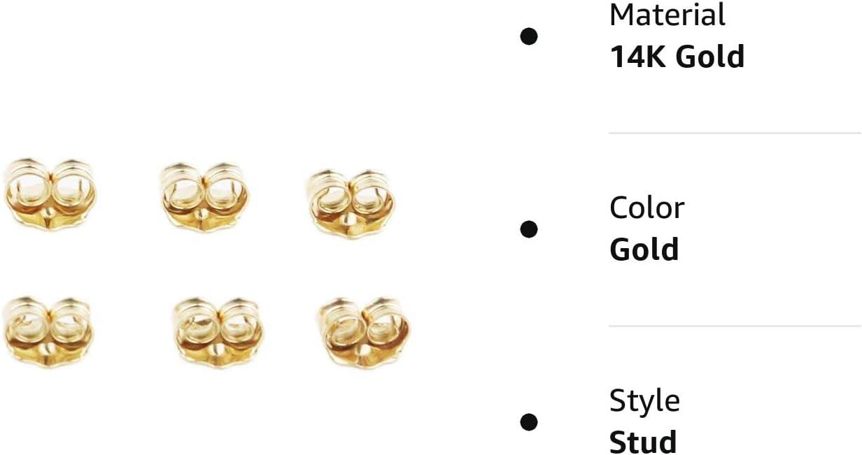 Orgrimmar 14K Gold Earring Backs Yellow Ear Locking for Stud Ear Rings (6  Pairs)