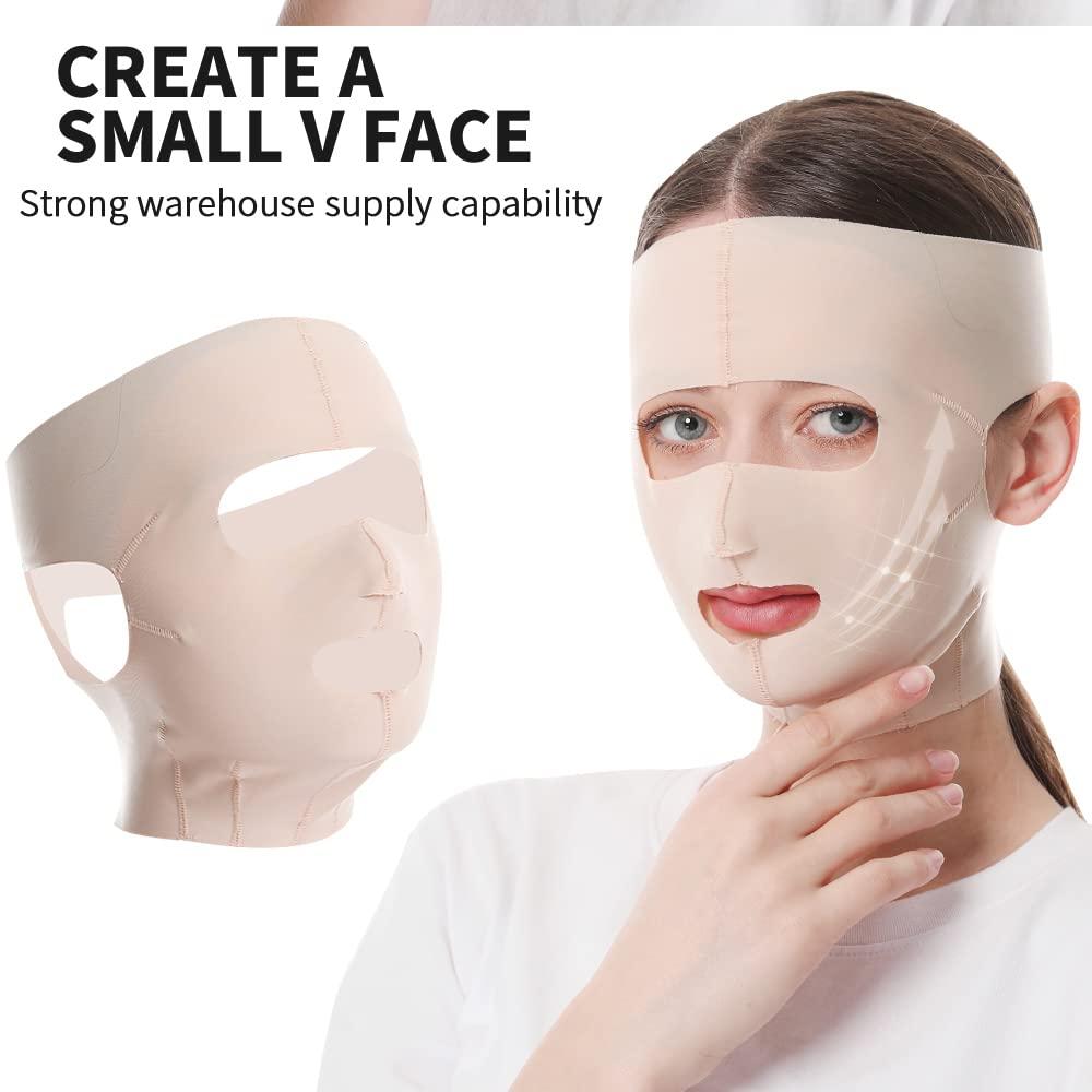 Dongzhur Full Face Lift Sleeping Belt, Cheek Chin Slimming Belt Strap Face  Mask Slimming Bandage, Thin Facial Massage Shaper, Reusable and Breathable