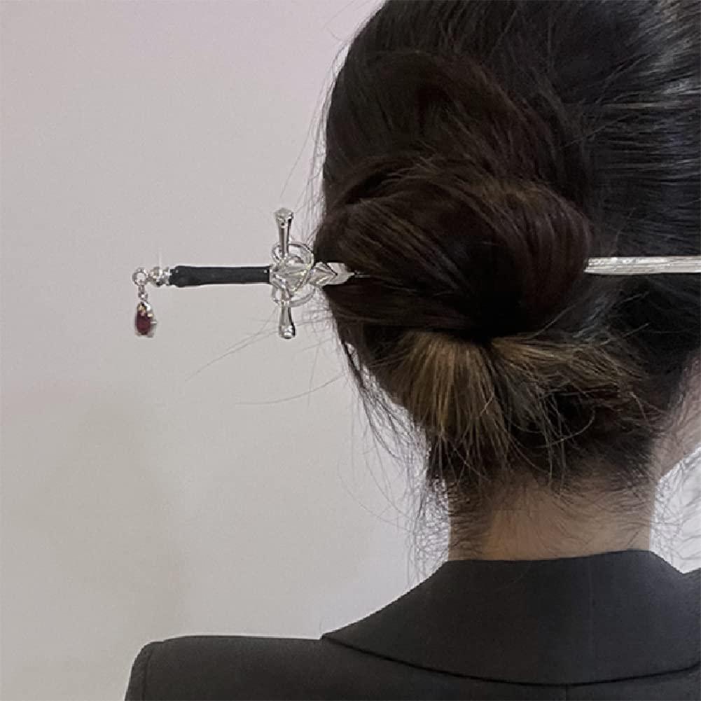 2 PACK Chinese Sword Tassel Hair Accessories Sticks for Women Buns