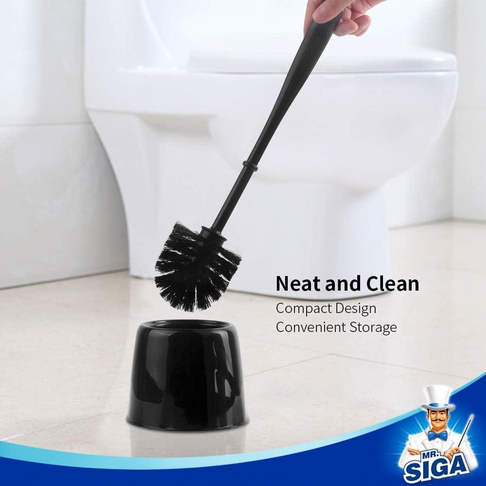 MR.SIGA Toilet Brush with Holder, Pack of 3, Black