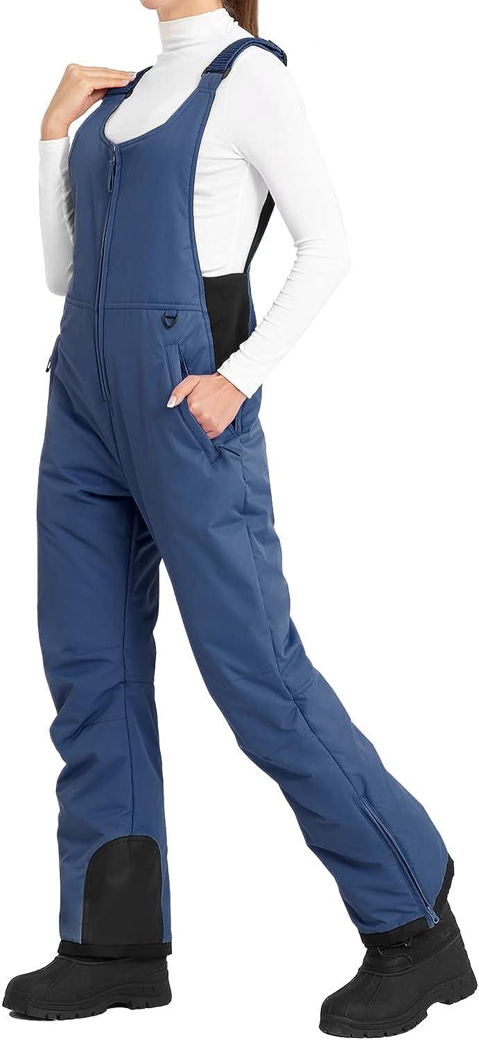 Snow Pants Womens, Winter Warm Snowboard Bib Ski Pants with Reinforced  Knees, Windproof Waterproof Hiking Pants (Color : Blue, Size : X-Large)