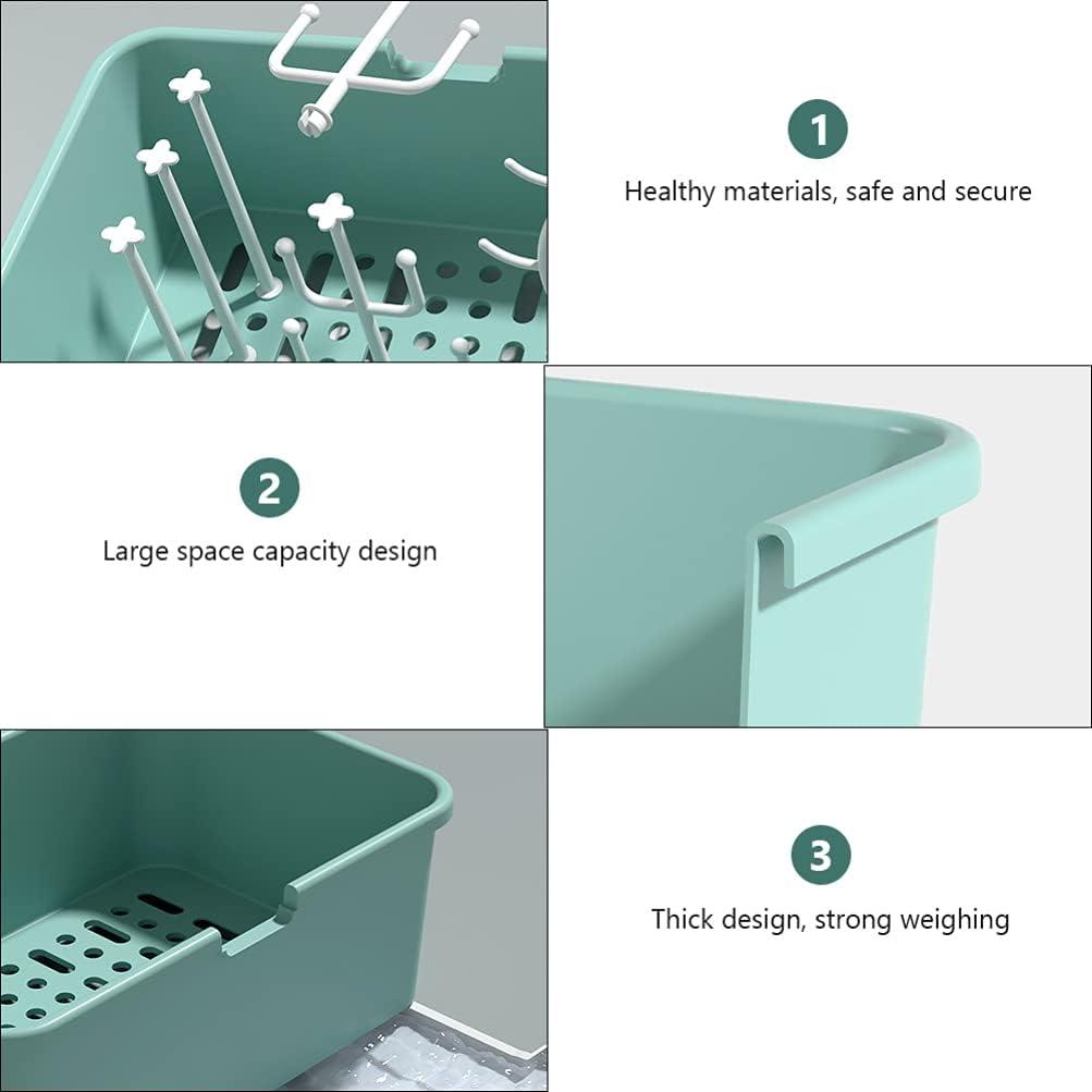 FELTECHELECTR Cutlery Storage Box Utensil Drying Rack Baby Bottle Organizer  Dish Sink Drainer with Lid Dish Drying Basket Sink Drying Rack Dish Drying